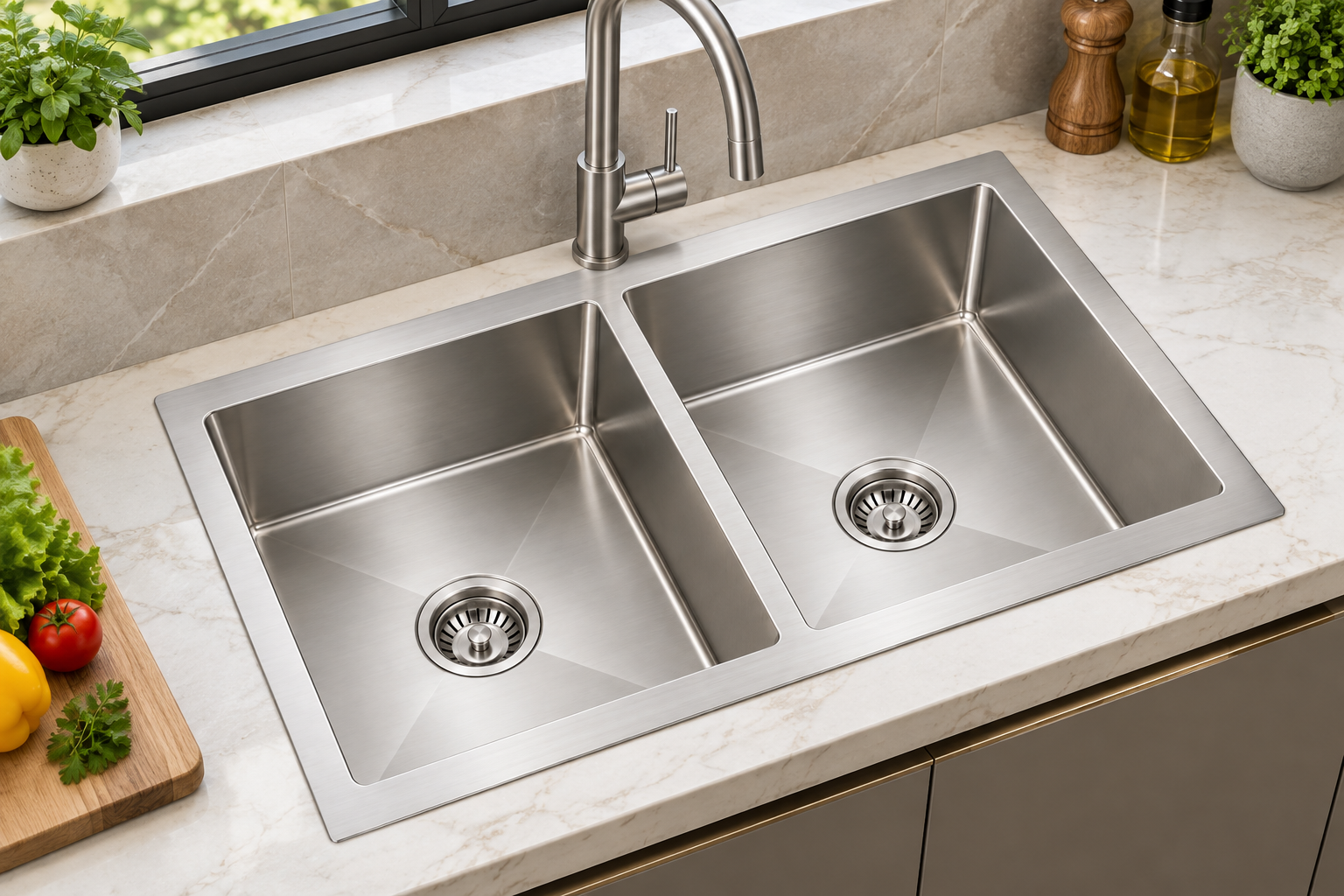 Double Bowl Hand crafted kitchen sink