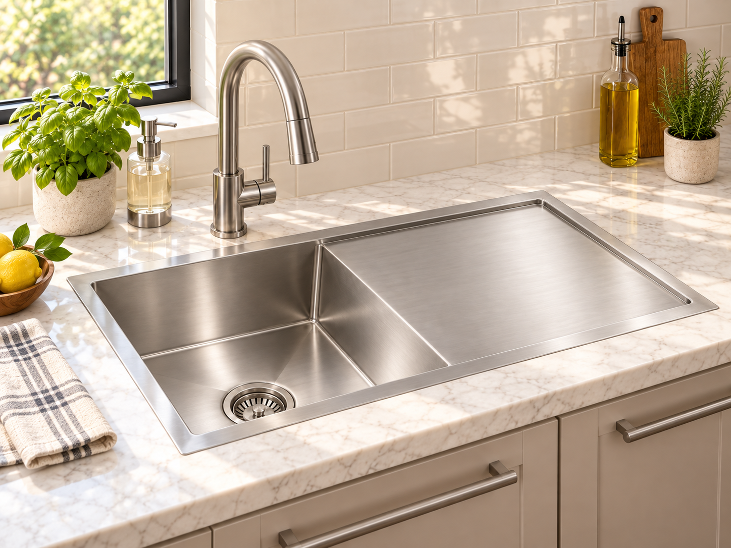 Single bowl drain board Hand crafted kitchen sink - Image 3