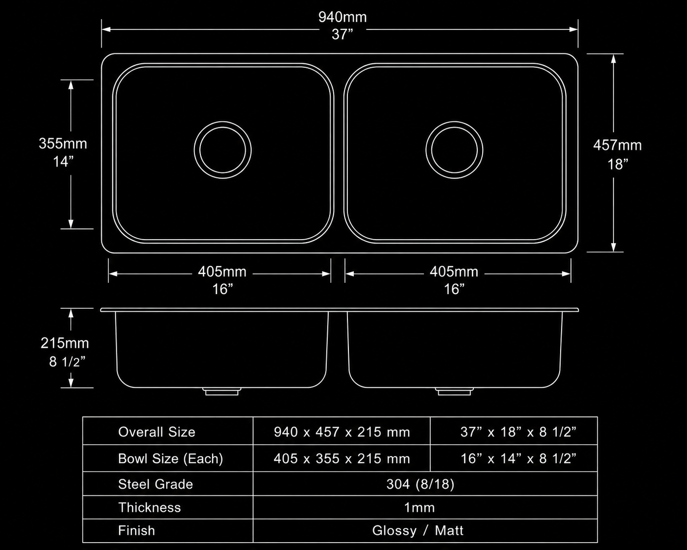 QUARTZ Double Bowl Kitchen Sink - Image 3