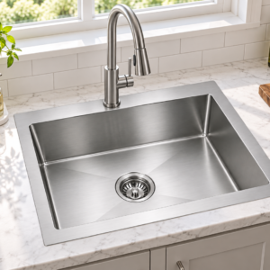 Single bowl taphole Hand crafted kitchen sink