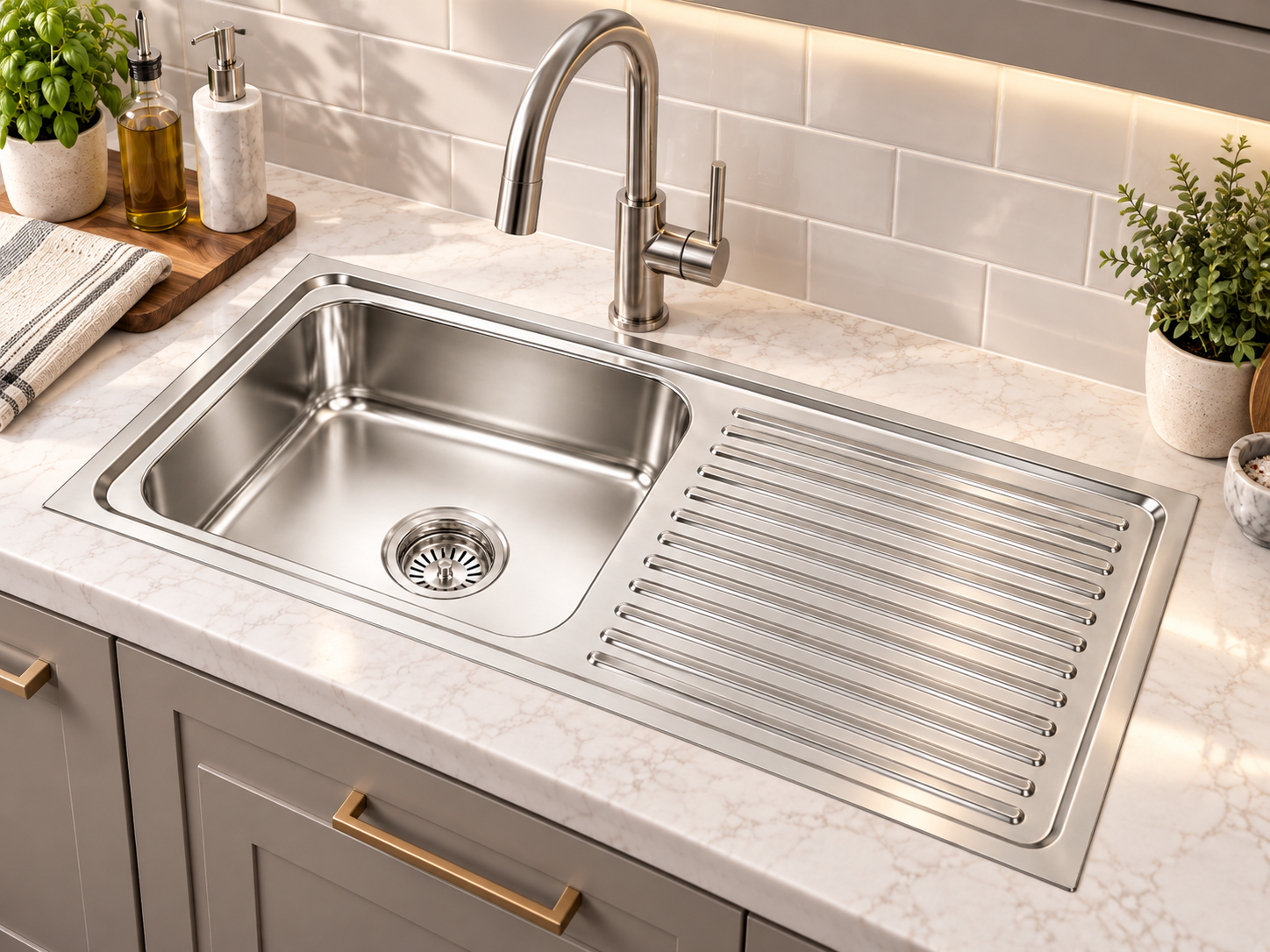 Singal bowl drain board PRESSMATIC kitchen sink